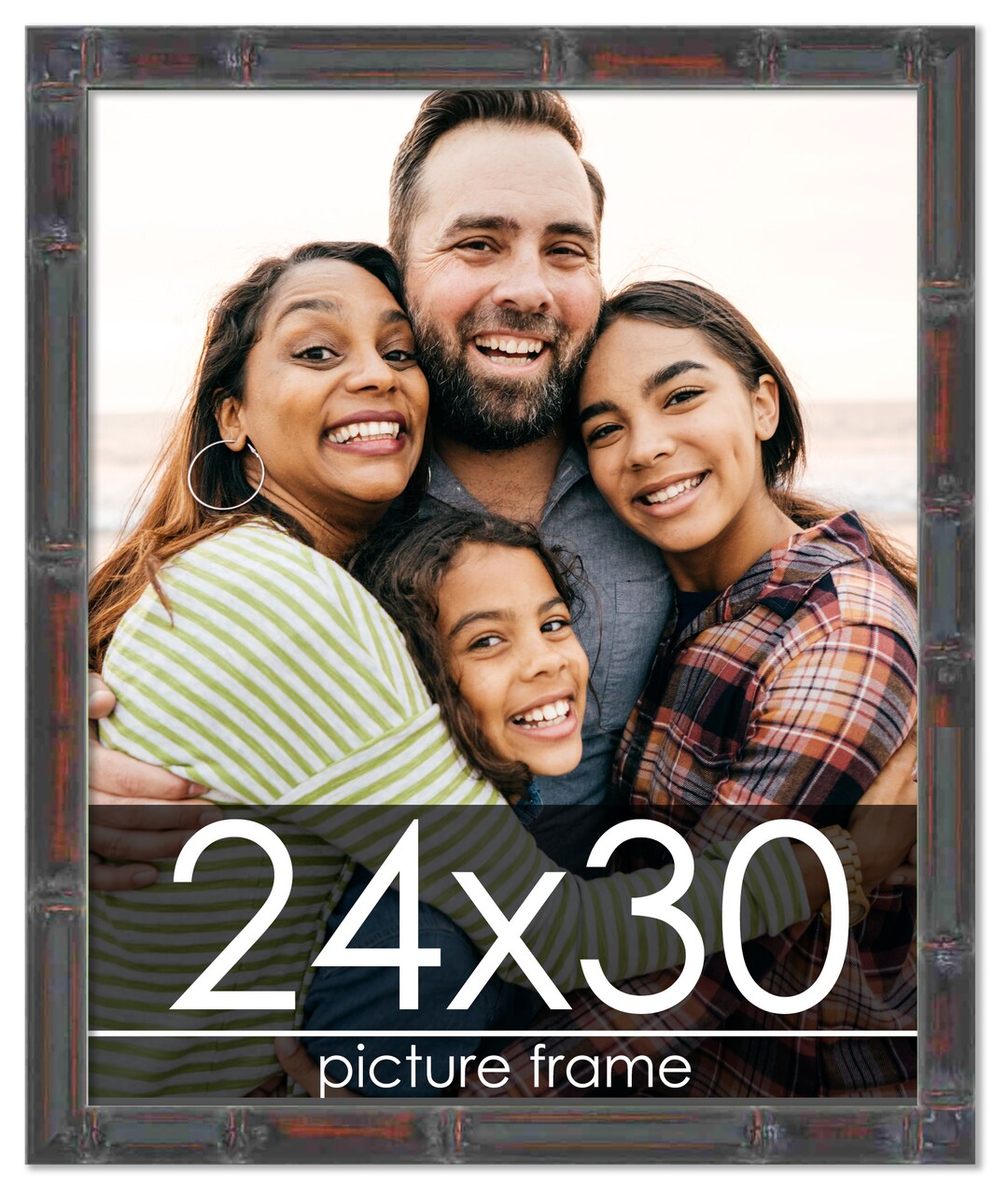 24x30 Thin Bamboo Picture Frame with UV-Resistant Acrylic & Acid Free Backing, Available in 2 Finishes - Gold and Brown